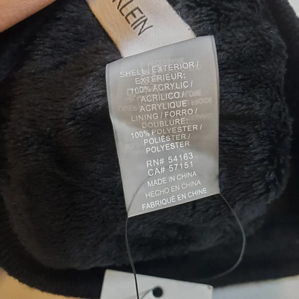 Calvin Klein Beanie Hat Knit Winter Spell Out Mens One Size NWT Black - Picture 6 of 10